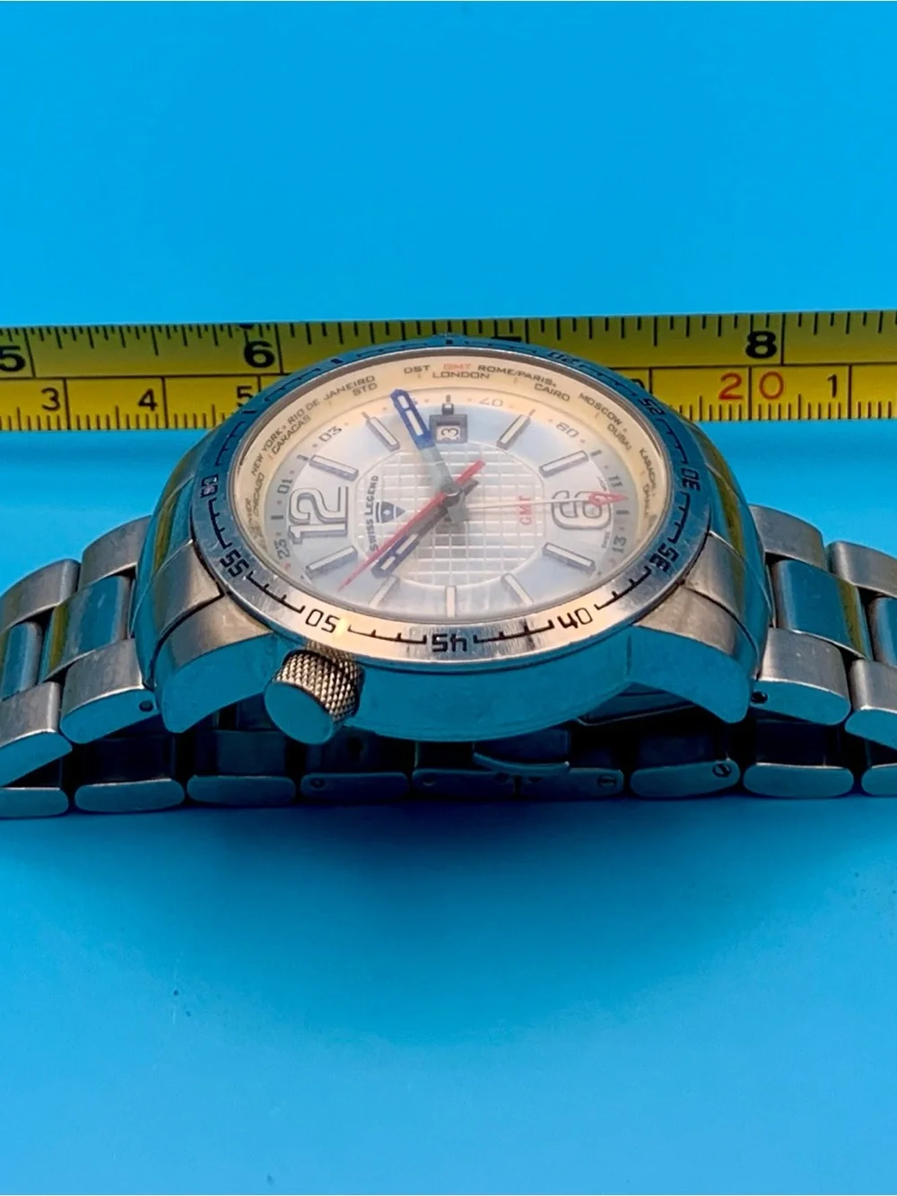 SWISS LEGEND GMT WORLDTIMER Men’s Wristwatch Swiss Movt St Steel Works New Batt